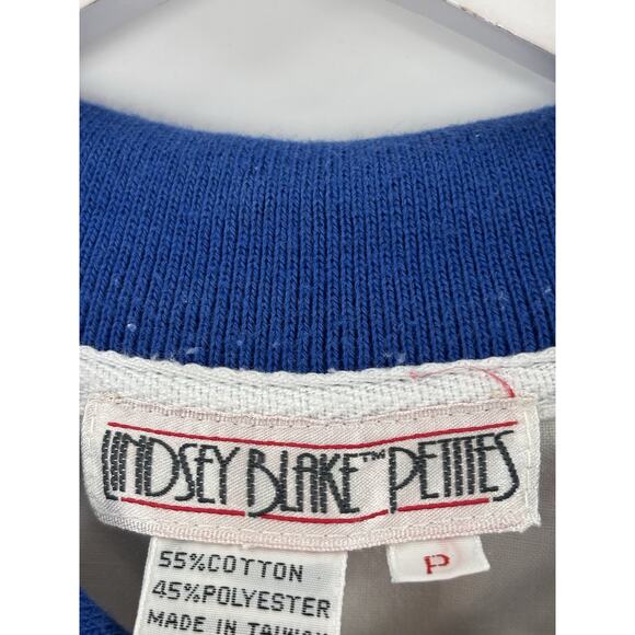 Vintage Lindsey Blake Shirt Womens Small Petite Blue White Striped 3/4 Sleeves - Picture 9 of 16